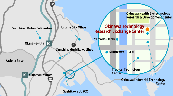 研究事業所へのアクセス方法を記載した地図 map_uruma_en